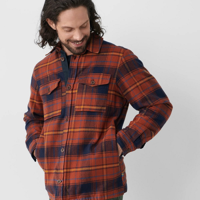 Рубашка мужская Fjallraven Ovik Lite Padded Shirt M, Autumn Leaf/Dark Navy (87069.215-555)