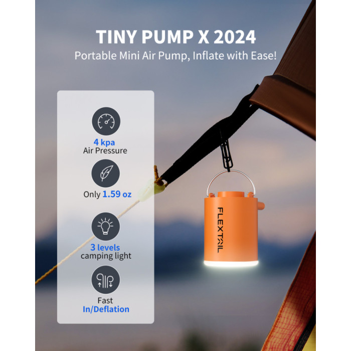 Насос-ліхтар кемпінговий Flextail Tiny Pump Х, помаранчевий (6975755964379)