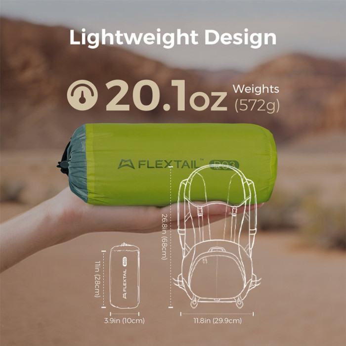 Самонадувний килимок Flextail Tiny Slleeping Pad R03 AVS, green (6975755966632)