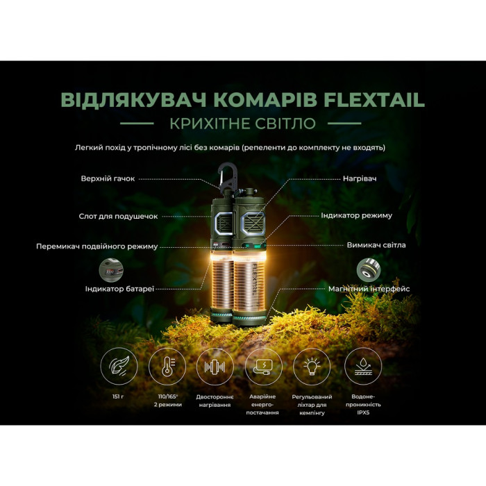 Фумигатор-фонарь кемпинговый Flextail Tiny Repel S, бежевый (TRS4800)