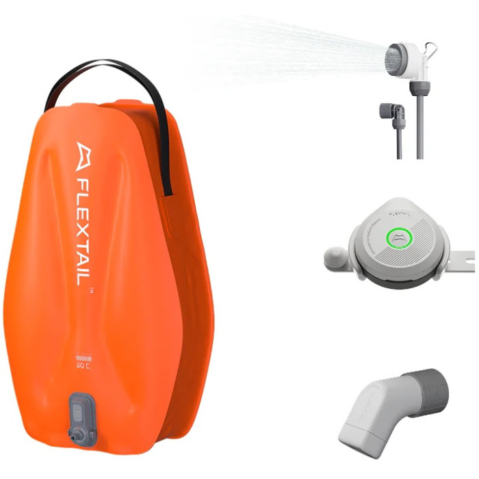Душ портативний із ємністю та насосом Flextail Tiny Shower Bag, 20л, помаранчевий (TSB-650)