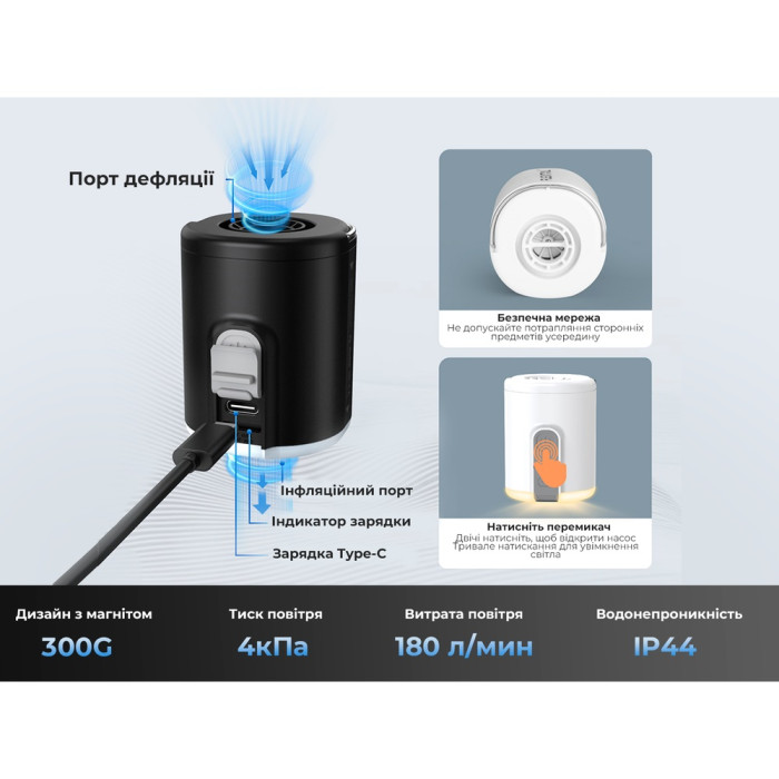 Насос-фонарь кемпинговый Flextail Tiny Pump 2X, белый (TY2X1600-WT-i)