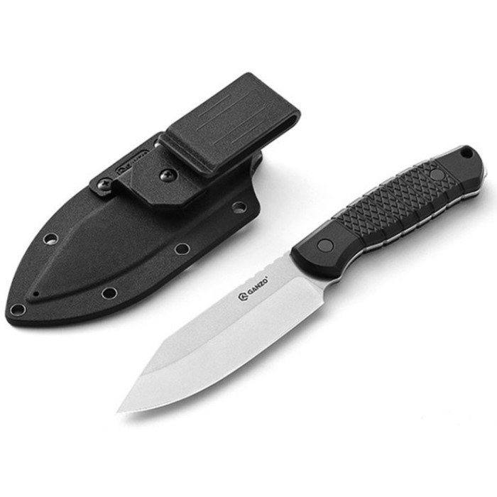 Нож Ganzo Bastion G808 (12.5 см) 8Cr14 / ABS серый с чехлом (G808-BK)
