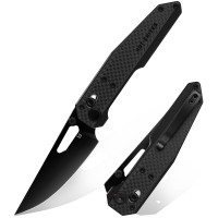 Нож складной Hightron Sharplyn,14C28N, G10 + CF, черный, черный клинок (HK01BLK)