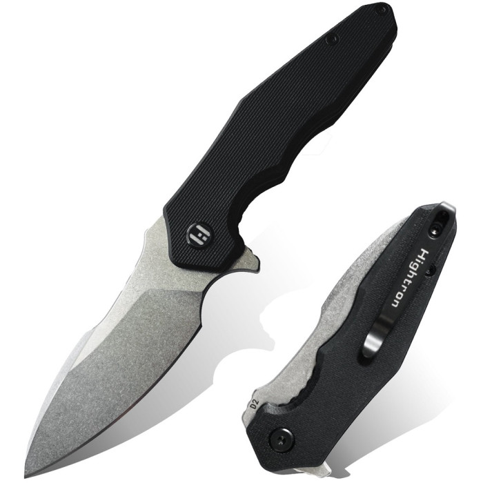 Нож складной Hightron Mini Ventura, D2, G10, черный, стальной stonewash клинок (HK05BLKS)