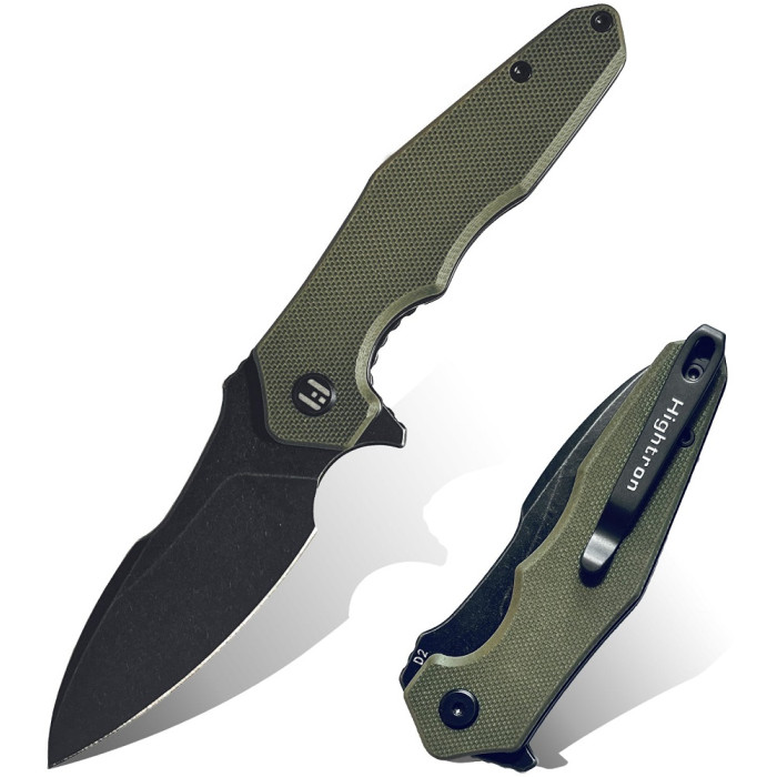 Ніж складаний Hightron Mini Ventura, D2, G10, зелений, чорний stonewash клинок (HK05GRNBS)
