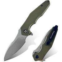 Нож складной Hightron Mini Ventura, D2, G10, зеленый, стальной stonewash клинок (HK05GRNS)