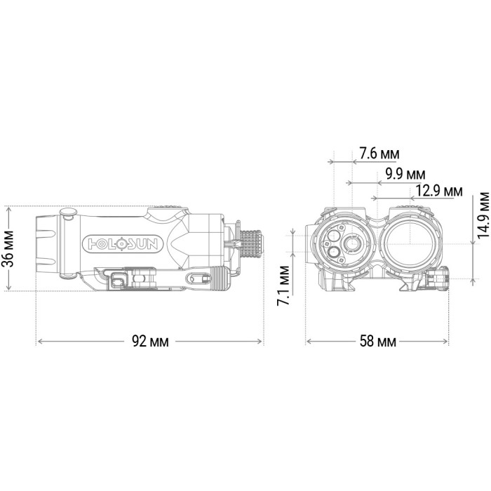 Лазерний цілевказівник Holosun LE321-RD (LE321R) Red & IR / White & IR illuminator (747052)