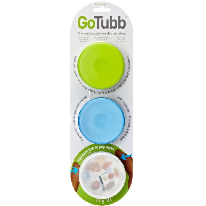 Набір контейнерів Humangear GoTubb 3-Pack Medium clear/green/blue (022.0046)