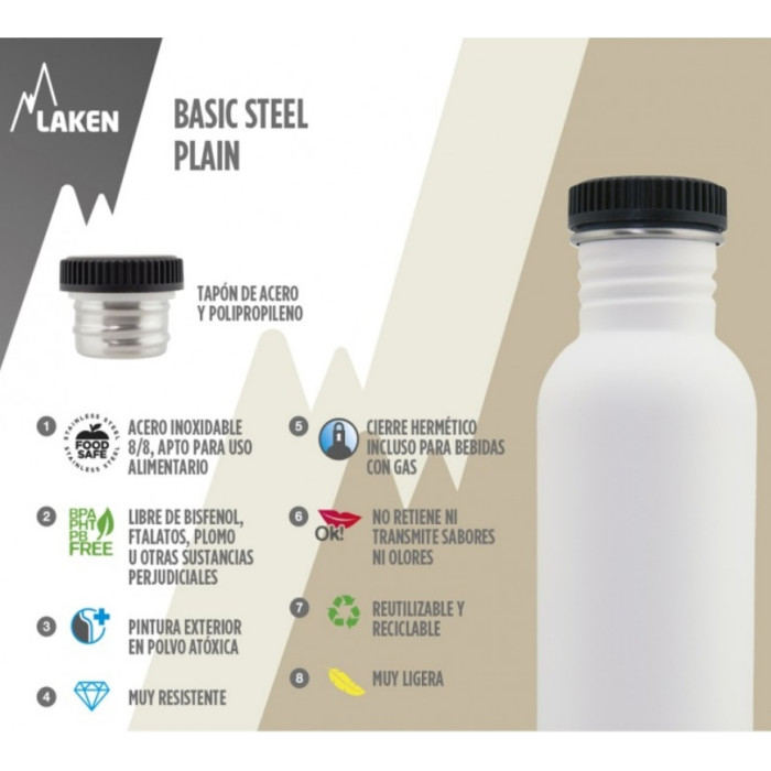 Фляга Laken Basic Steel Bottle 0,75L - P/S Cap Black (BSA75NE)