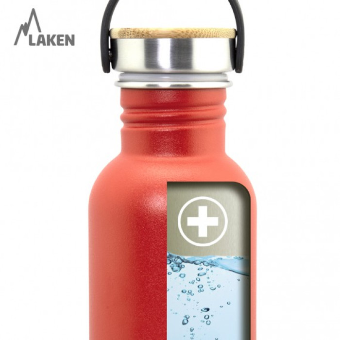 Фляга Laken Basic Steel Bottle 0,75L - Bamboo Cap Black (BSB75NE)