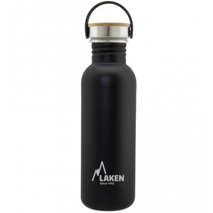 Фляга Laken Basic Steel Bottle 0,75L - Bamboo Cap Black (BSB75NE)