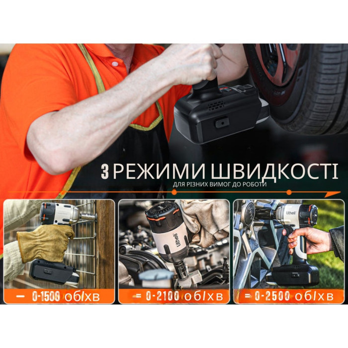 Акумуляторний ударний гайковерт Litheli безщітковий, живлення від повербанку (УМБ Litheli Power Bank 12500 mAh, 45 W, 2А в комплекті) (U20BS00-0U120)