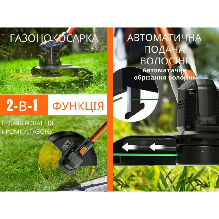 Акумуляторна газонокосарка тример Litheli, живлення від повербанку (УМБ Litheli Power Bank 10000 mAh, 45 W, 2А в комплекті) (U20GT01-0U110)
