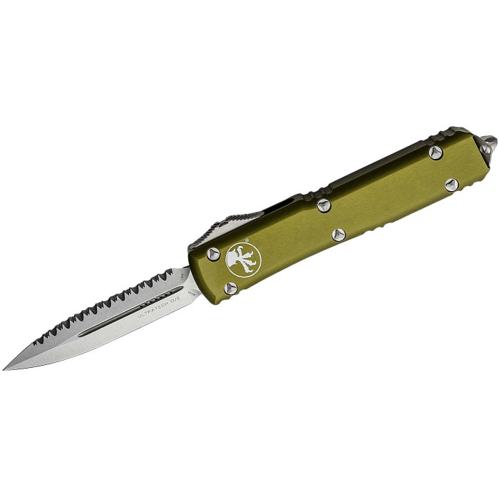 Нож складной Microtech Ultratech Gen IV OTF D/E серрейтор Stonewash OD Green (11224-12OD)