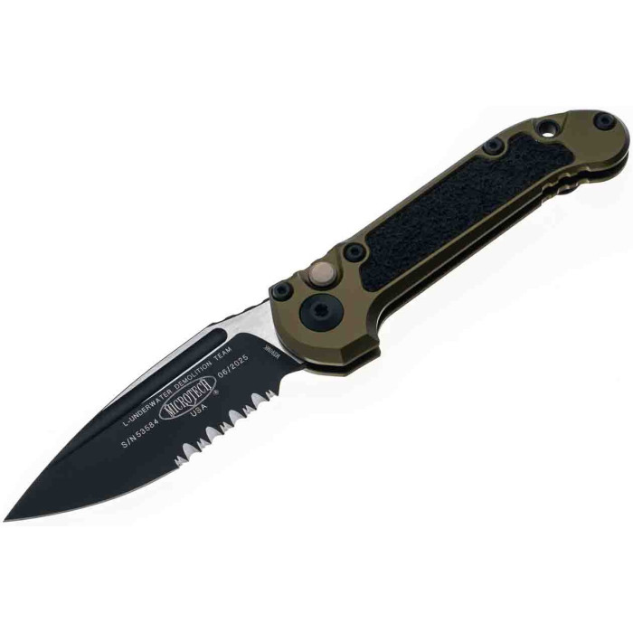 Нож складной Microtech L.U.D.T S/E Gen III., черный клинок, полусерейтор, рукоятка OD green (1135-2OD)