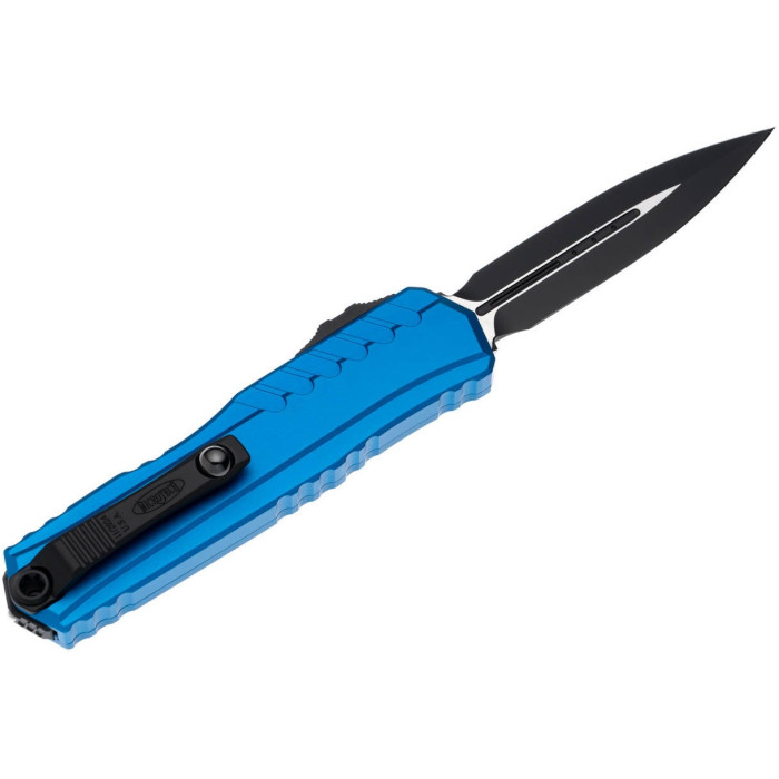 Нож складной Microtech Cypher II D/E OTF, черный клинок, голубая рукоятка (1242-1BL)