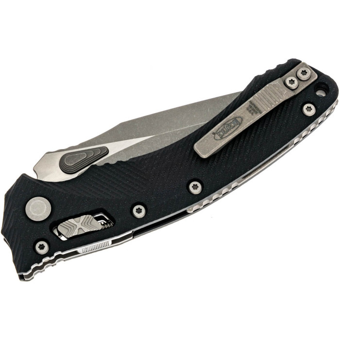 Ніж складаний Microtech Amphibian Ram-Lock, клинок Apoc Fluted, чорне руків'я G10 (137RL-10APFLGTBK)