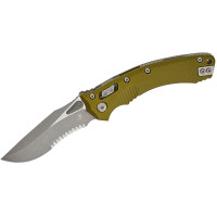 Нож складной Microtech Amphibian Ram-Lok, клинок полусеррейтор, Apoc Fluted, рукоятка G10 OD Green (137RL-11APFLOD)