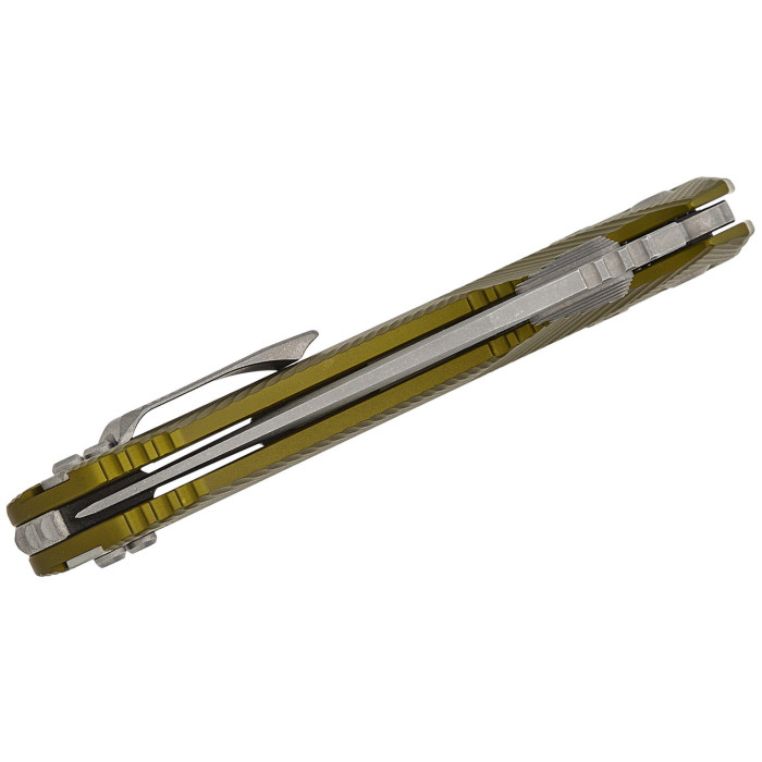 Нож складной Microtech Amphibian Ram-Lok, клинок полусеррейтор, Apoc Fluted, рукоятка G10 OD Green (137RL-11APFLOD)