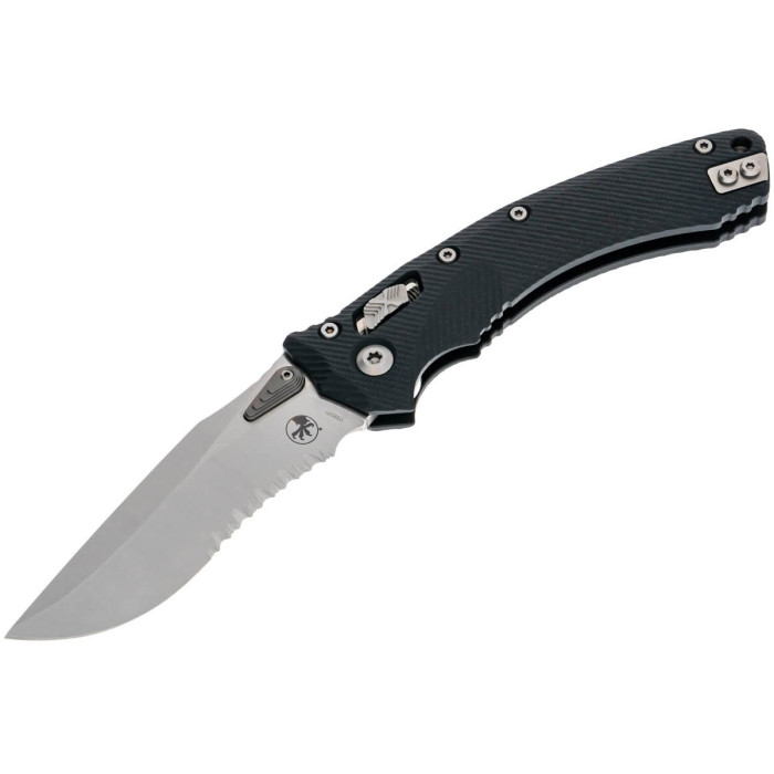 Нож складной Microtech Amphibian Ram-Lok, клинок полусеррейтор, Stwsh Fluted, рукоятка черная G10 (137RL-11FLGTBK)
