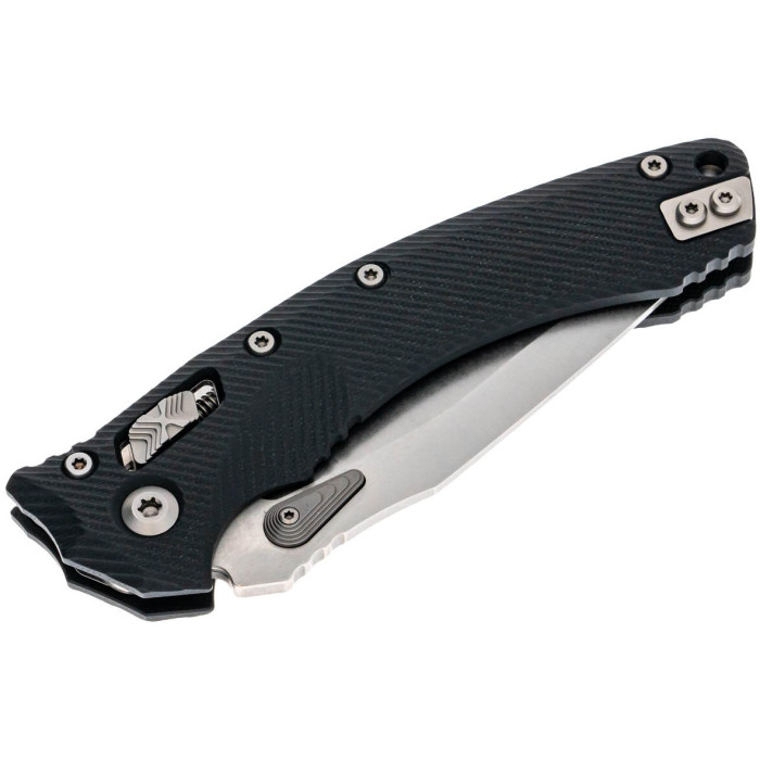 Нож складной Microtech Amphibian Ram-Lok, клинок полусеррейтор, Stwsh Fluted, рукоятка черная G10 (137RL-11FLGTBK)