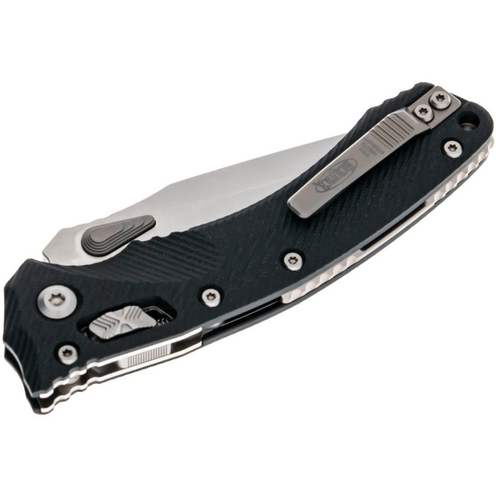 Нож складной Microtech Amphibian Ram-Lok, клинок полусеррейтор, Stwsh Fluted, рукоятка черная G10 (137RL-11FLGTBK)