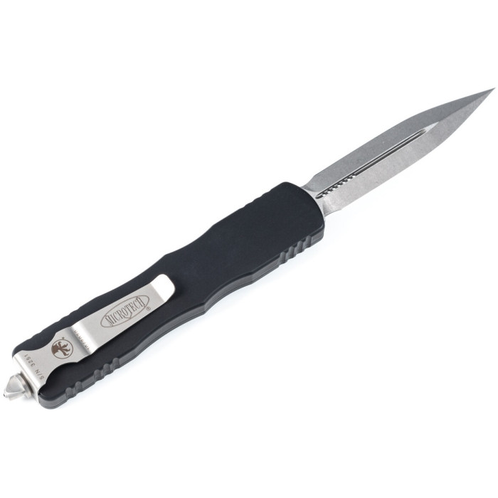 Ніж складаний Microtech Dirac Delta D/E OTF, stonewash клинок, чорне руків'я (227-10)