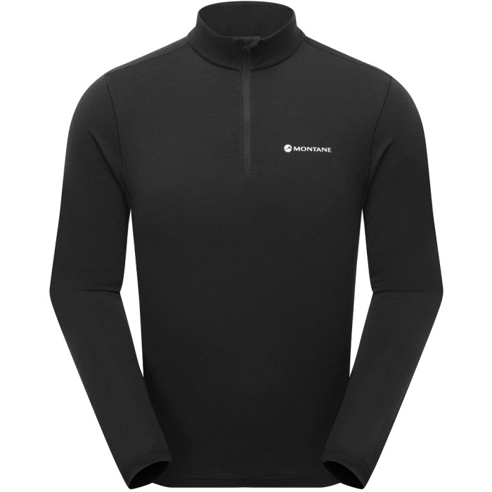Термофутболка мужская Montane Malli Long Sleeve Zip T-Shirt, Black (MMLZT.BLA)