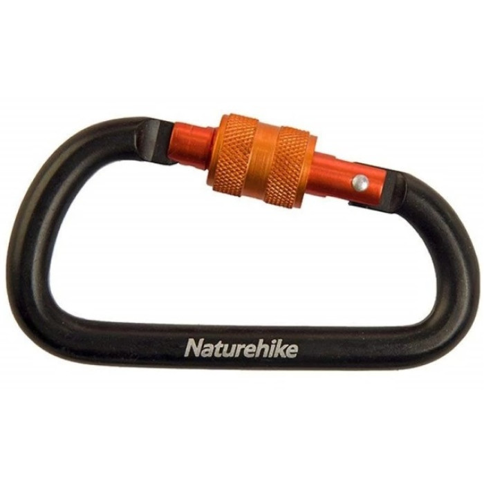 Карабін алюмінієвий Naturehike D-type NH15A008-D, 8 cm, Black (6927595701607)