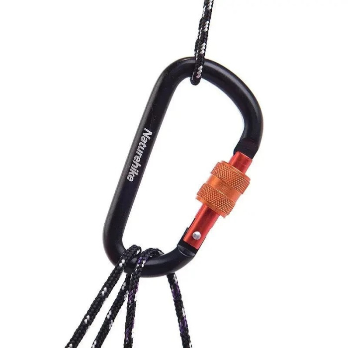 Карабін алюмінієвий Naturehike D-type NH15A008-D, 8 cm, Black (6927595701607)