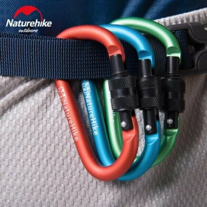 Карабін алюмінієвий Naturehike D-type NH15A008-D, 8 cm, Black (6927595701607)