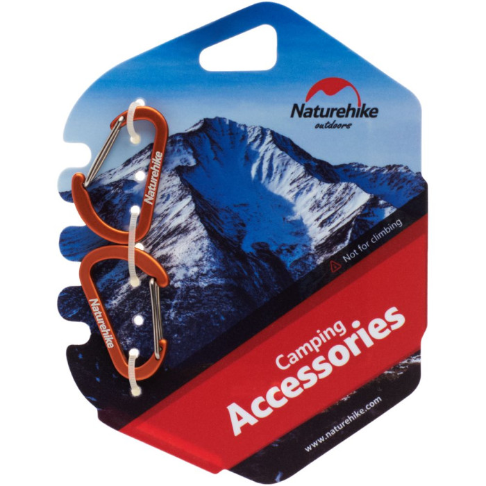 Карабін алюмінієвий (2 шт) Naturehike D-type NH15A004-H, 4 cm, Orange (6927595717301)