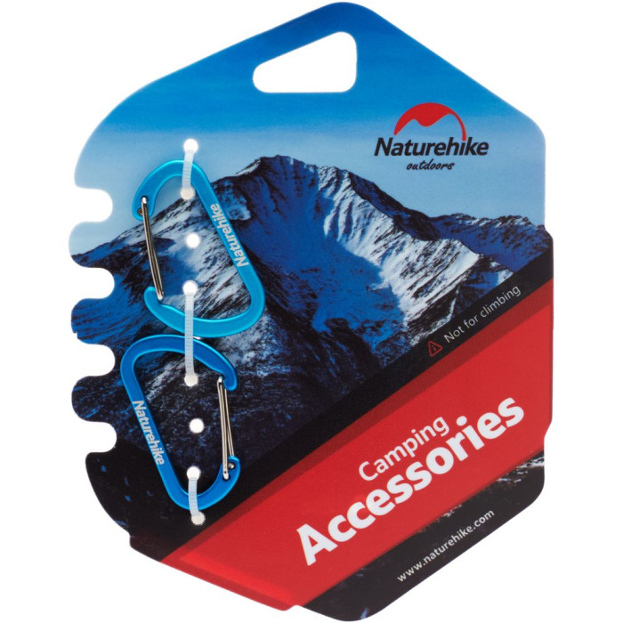 Карабін алюмінієвий (2 шт) Naturehike D-type NH15A004-H, 4 cm, Blue (6927595717318)