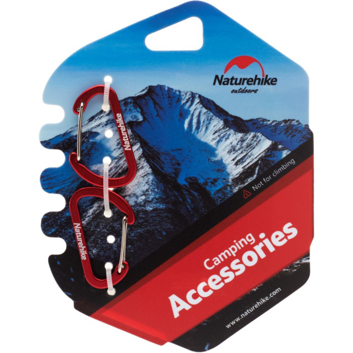 Карабін алюмінієвий (2 шт) Naturehike D-type NH15A004-H, 4 cm, Red (6927595717332)