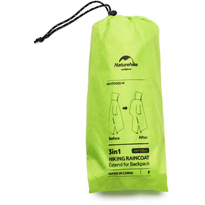 Пончо-дощовик 3 в 1 Naturehike NH17D002-M, 210T, Green (6927595717967)