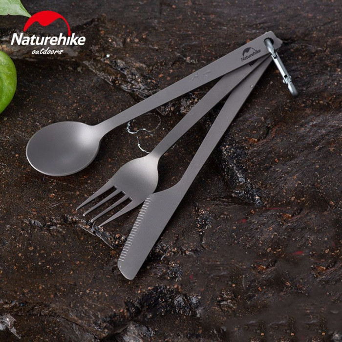 Набір столових приладів (ложка, виделка, ніж) з титану Naturehike NH19T011-D (6927595736739)