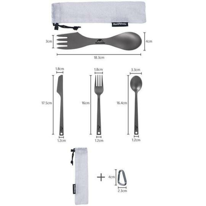 Ложка-виделка-ніж Naturehike Titanium NH19T012 (6927595736746)