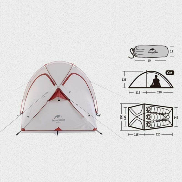 Намет Naturehike Hiby NH19ZP005, 40D, Grey-Red (6927595742891)