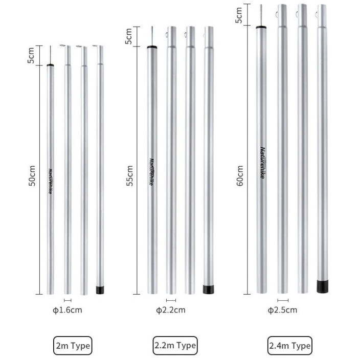 Комплект стійок для тенту Naturehike NH20PJ043 Steel poles Ø22 (6927595763490)
