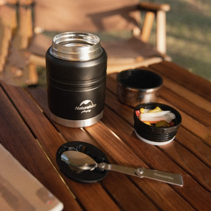 Термос для їжи Naturehike Stew beaker NH20SJ041, 304 steel, 0.5L, Black (6927595767467)