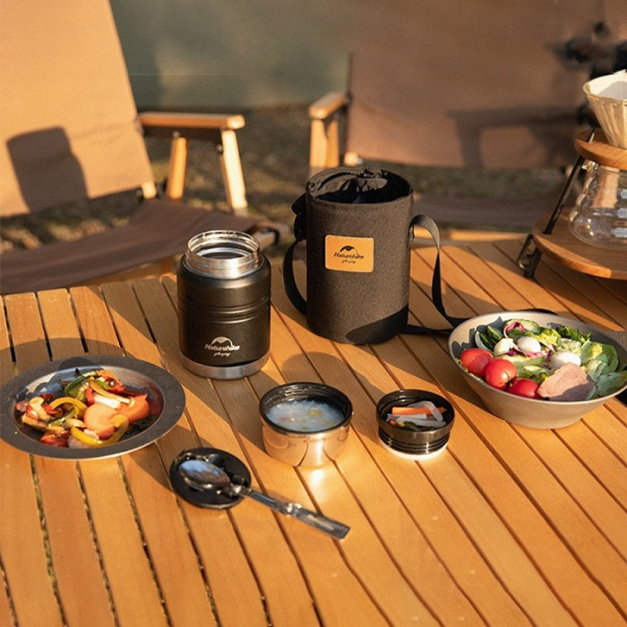 Термос для їжи Naturehike Stew beaker NH20SJ041, 304 steel, 0.5L, Black (6927595767467)
