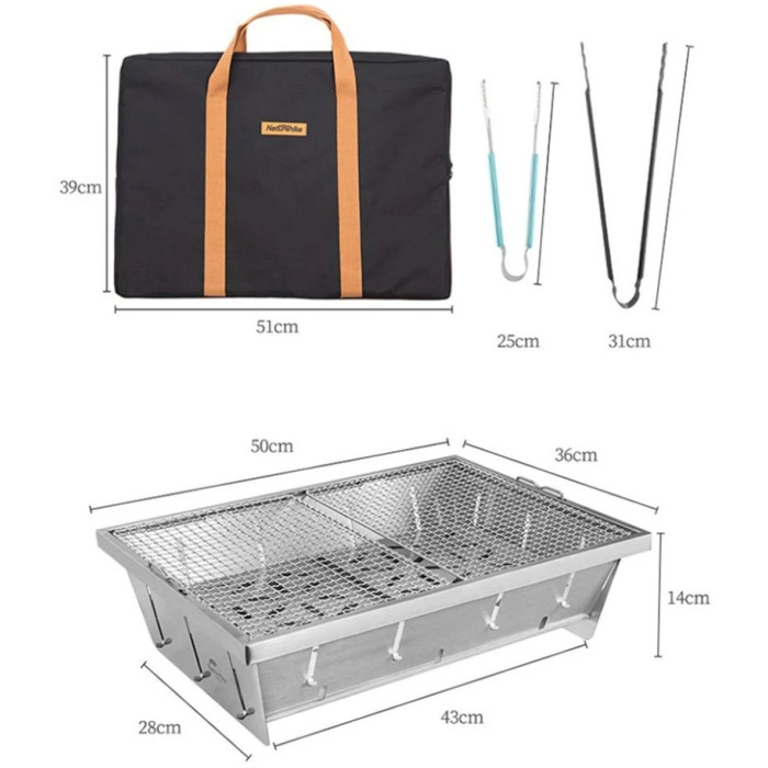 Портативний гриль Naturehike Picnic BBQ Grill NH20CJ006, р-р L, steel (6927595767672)