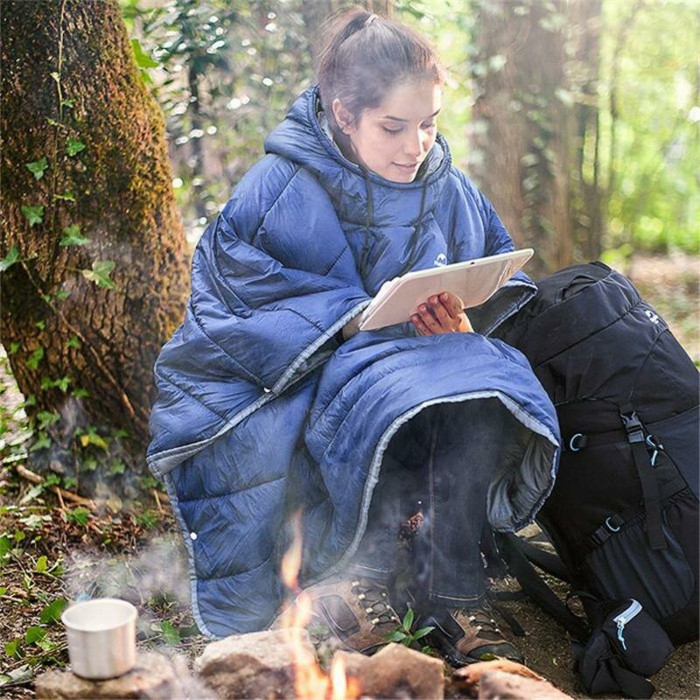 Спальний мішок-пончо Naturehike NH18D010-P, Hollow cotton, Blue (6927595777015)