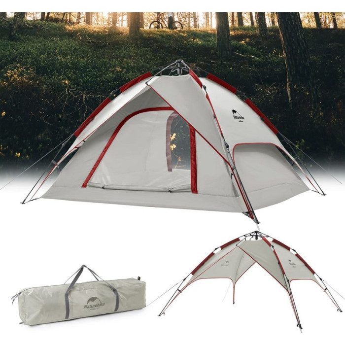 Намет Naturehike Automatic 4 NH21ZP008, Grey-Red (6927595777572)