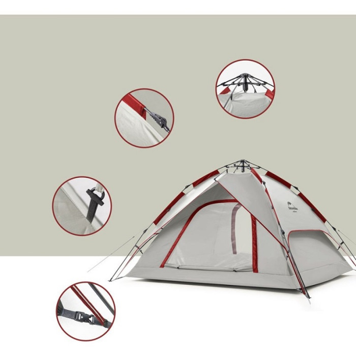 Намет Naturehike Automatic 4 NH21ZP008, Grey-Red (6927595777572)