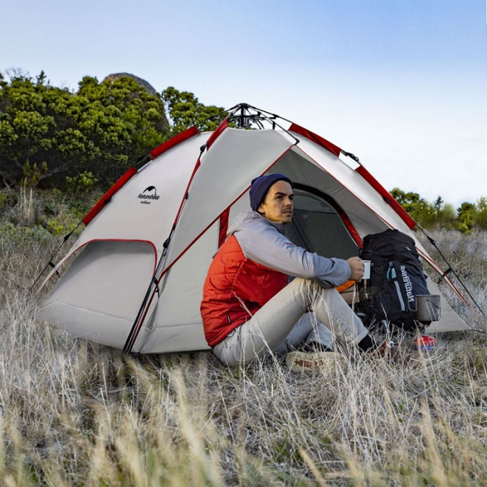 Намет Naturehike Automatic 4 NH21ZP008, Grey-Red (6927595777572)