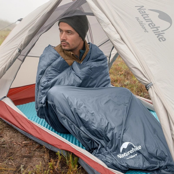 Спальний мішок Naturehike Ultralight LW180 NH21MSD09, p-р XL, Right Zip, Grey-Blue (6927595777978-R)