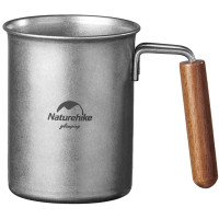 Кружка с деревянной ручкой Naturehike NH21SJ001, 350ml, steel (6927595784594)