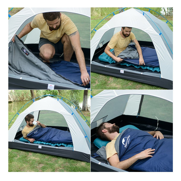 Спальний мішок Naturehike LW180 NH21MSD04, (15°C), p-p XL, Left Zip, Dark Blue (6927595788172-L)